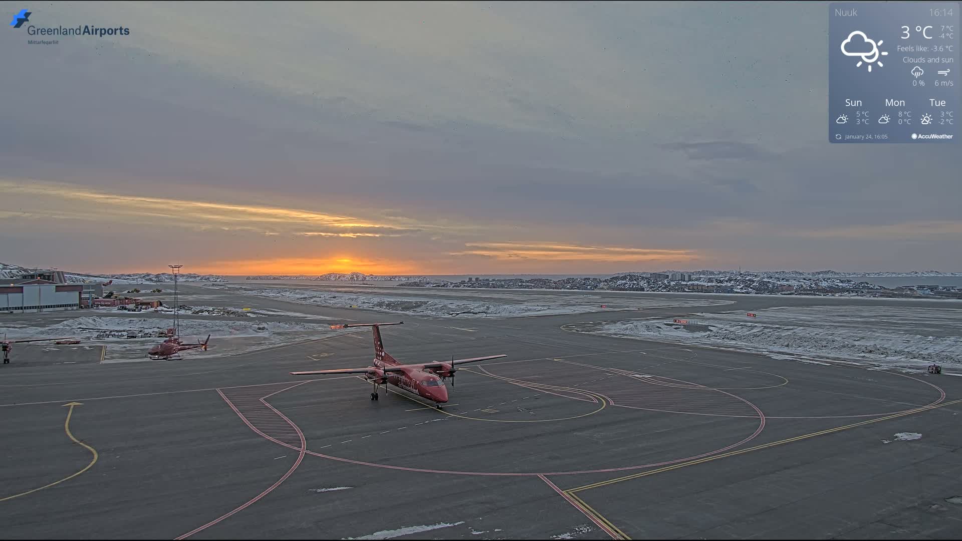 Nuuk City  &  Nuuk Airport South Towards View Live Cam GOH / BGGH - Nuuk, Sermersooq, Greenland, Denmark