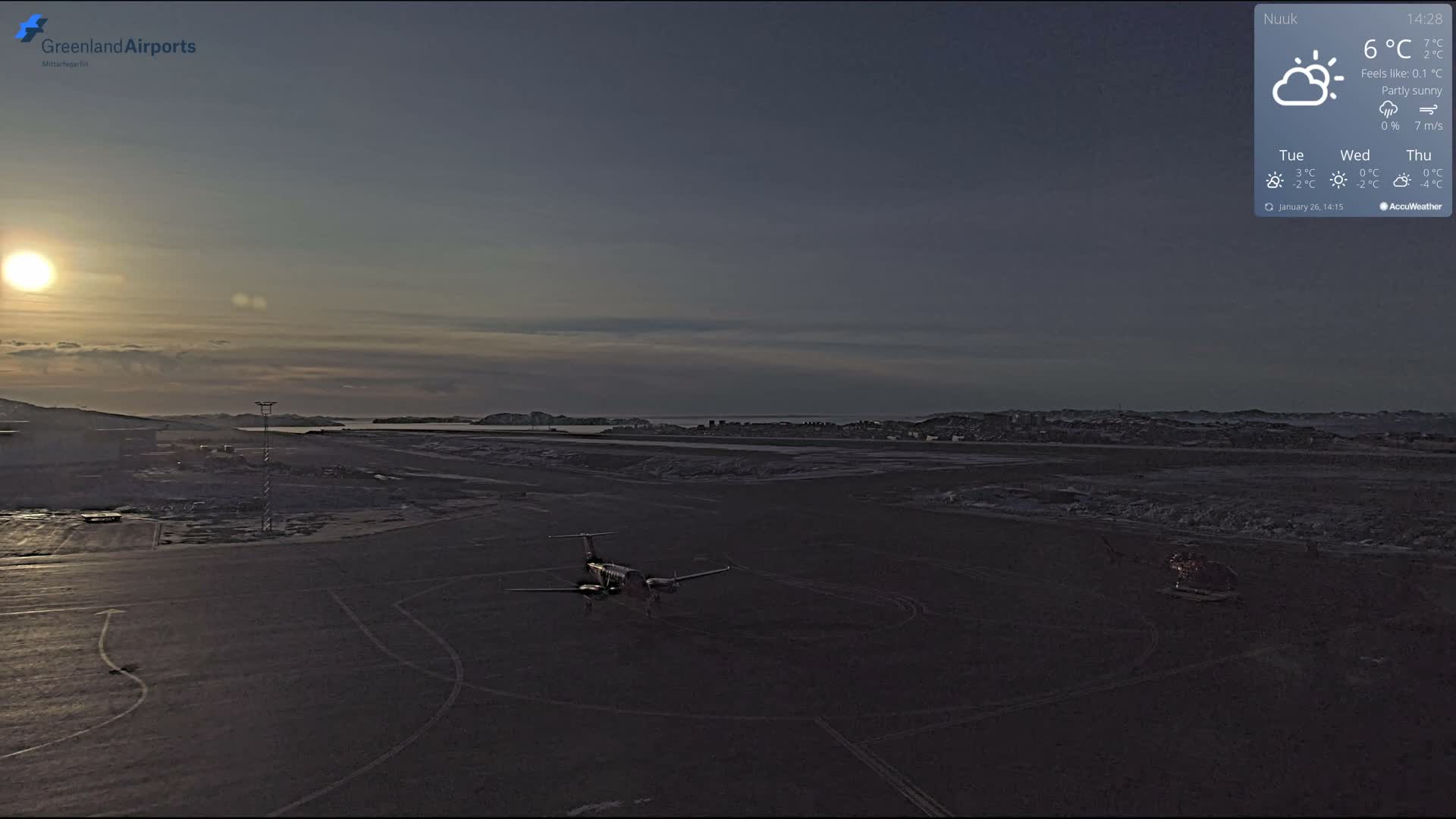 Nuuk City  &  Nuuk Airport South Towards View Live Cam GOH / BGGH - Nuuk, Sermersooq, Greenland, Denmark