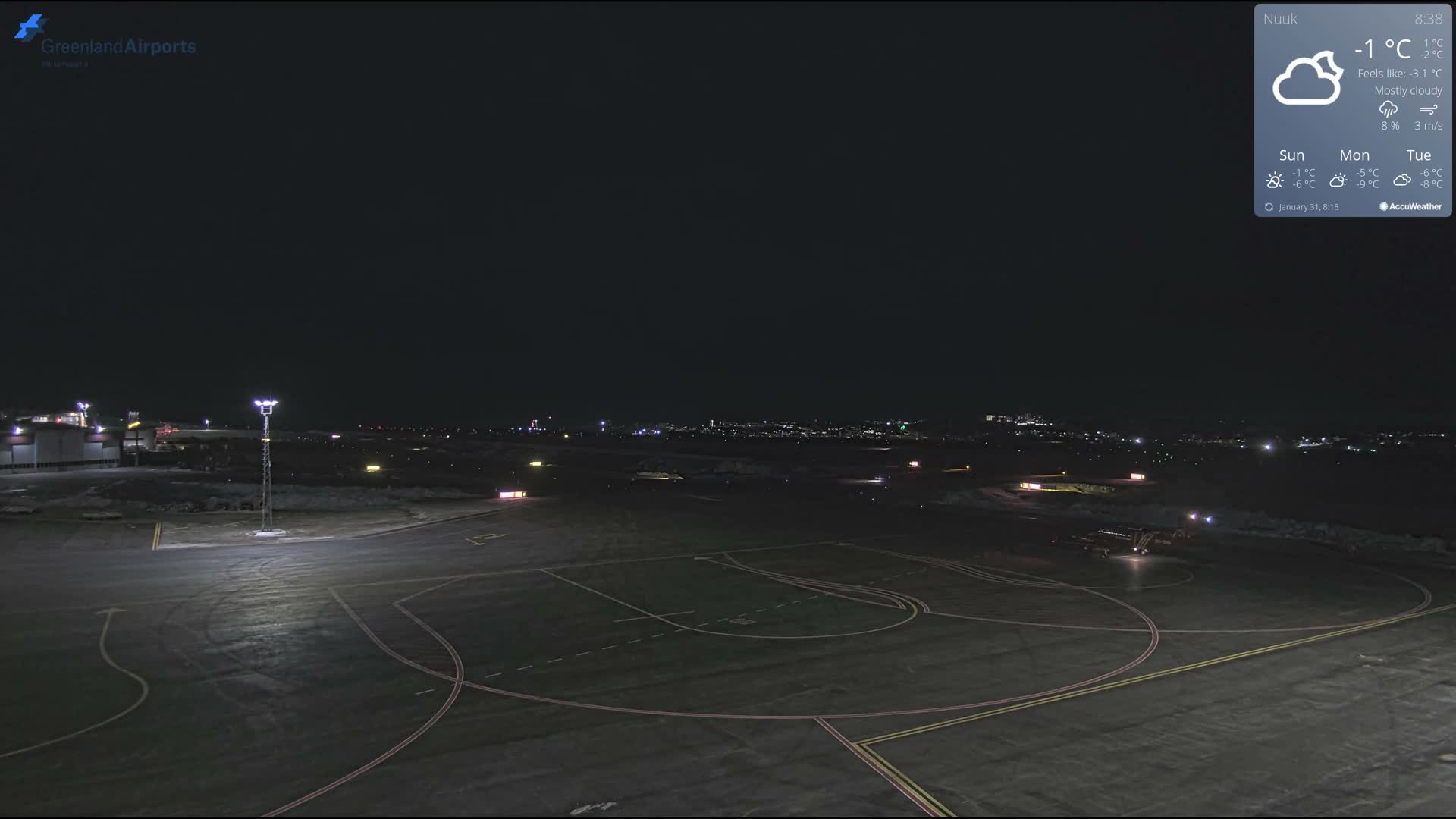 Nuuk City  &  Nuuk Airport South Towards View Live Cam GOH / BGGH - Nuuk, Sermersooq, Greenland, Denmark