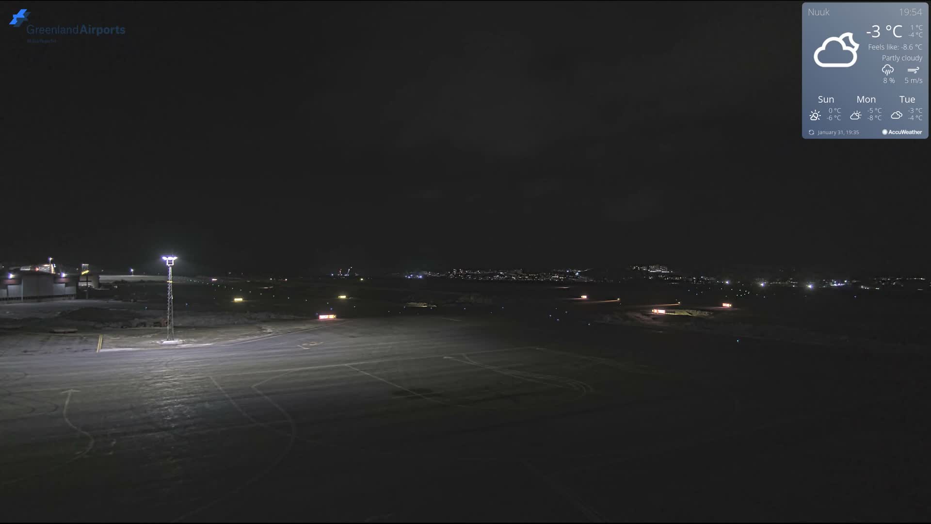 Nuuk City  &  Nuuk Airport South Towards View Live Cam GOH / BGGH - Nuuk, Sermersooq, Greenland, Denmark