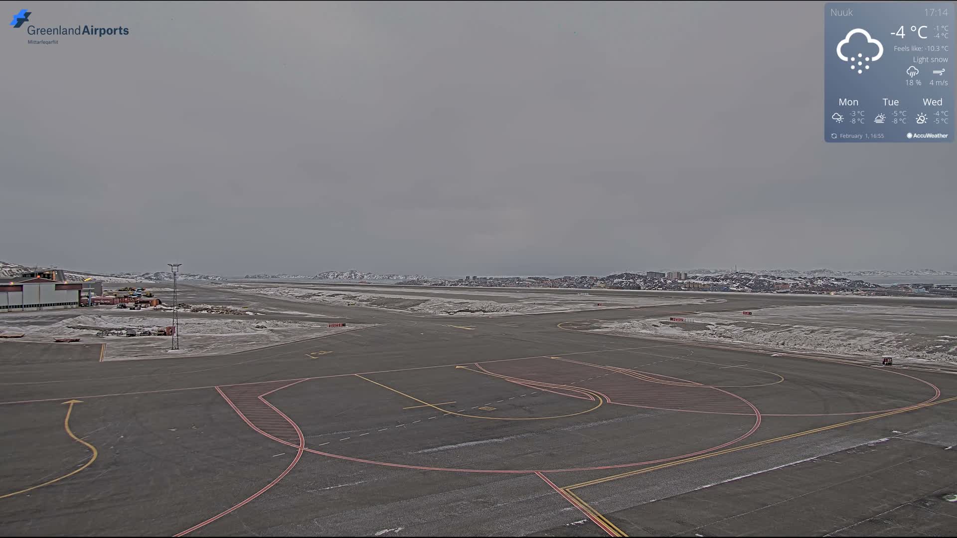 Nuuk City  &  Nuuk Airport South Towards View Live Cam GOH / BGGH - Nuuk, Sermersooq, Greenland, Denmark
