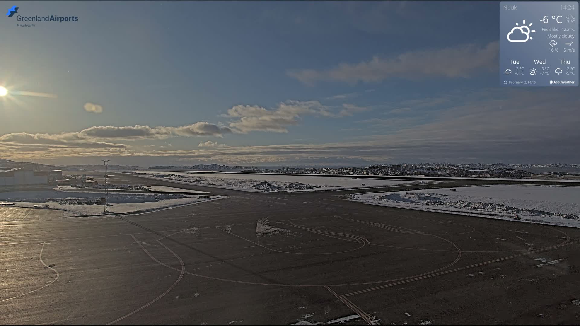 Nuuk City  &  Nuuk Airport South Towards View Live Cam GOH / BGGH - Nuuk, Sermersooq, Greenland, Denmark