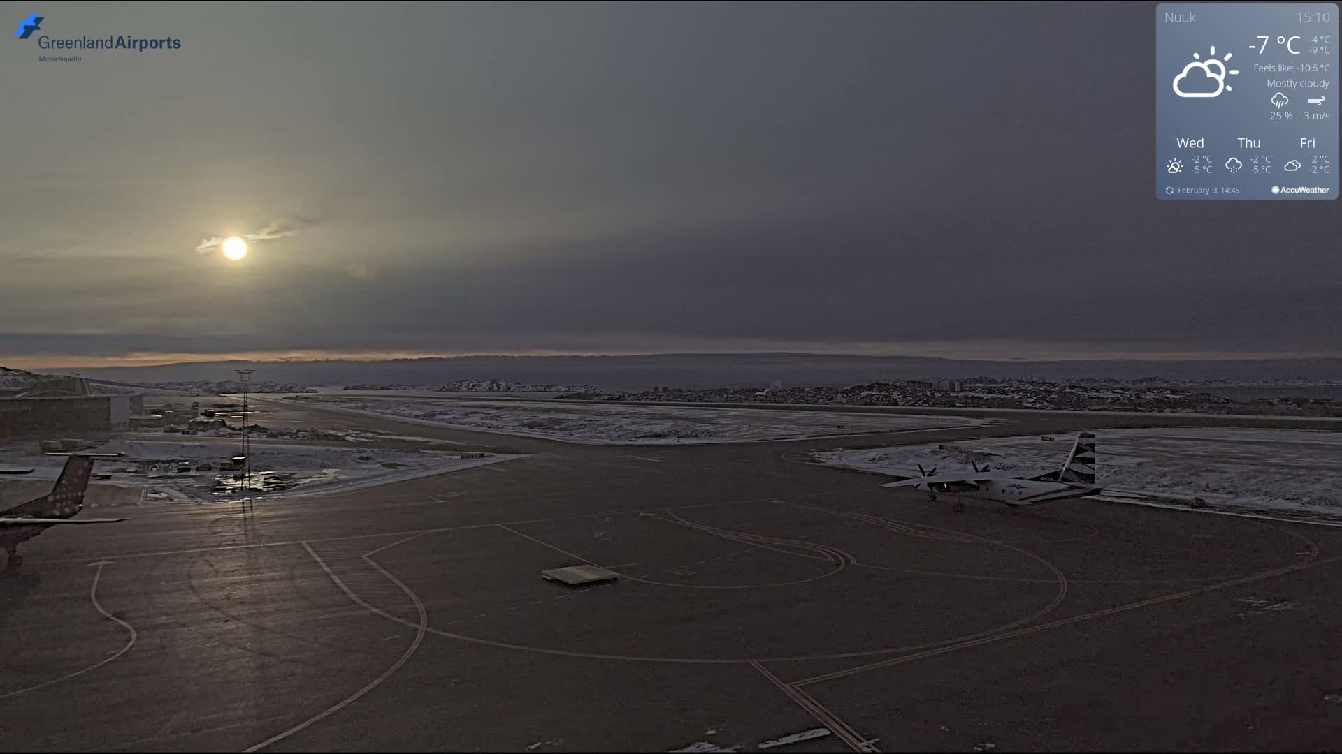 Nuuk City  &  Nuuk Airport South Towards View Live Cam GOH / BGGH - Nuuk, Sermersooq, Greenland, Denmark