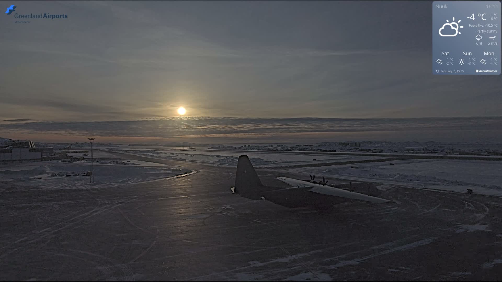 Nuuk City  &  Nuuk Airport South Towards View Live Cam GOH / BGGH - Nuuk, Sermersooq, Greenland, Denmark