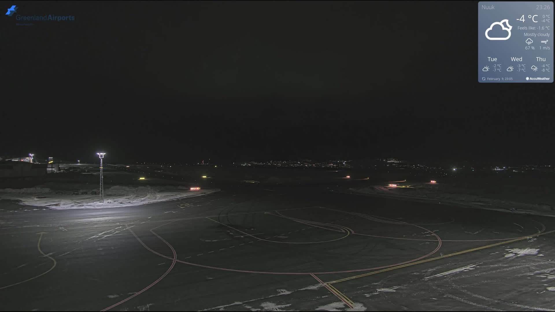 Nuuk City  &  Nuuk Airport South Towards View Live Cam GOH / BGGH - Nuuk, Sermersooq, Greenland, Denmark