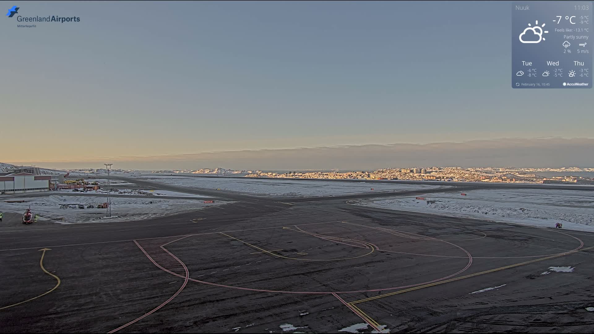 Nuuk City  &  Nuuk Airport South Towards View Live Cam GOH / BGGH - Nuuk, Sermersooq, Greenland, Denmark