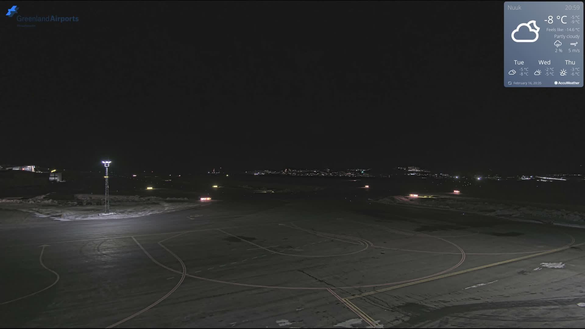 Nuuk City  &  Nuuk Airport South Towards View Live Cam GOH / BGGH - Nuuk, Sermersooq, Greenland, Denmark