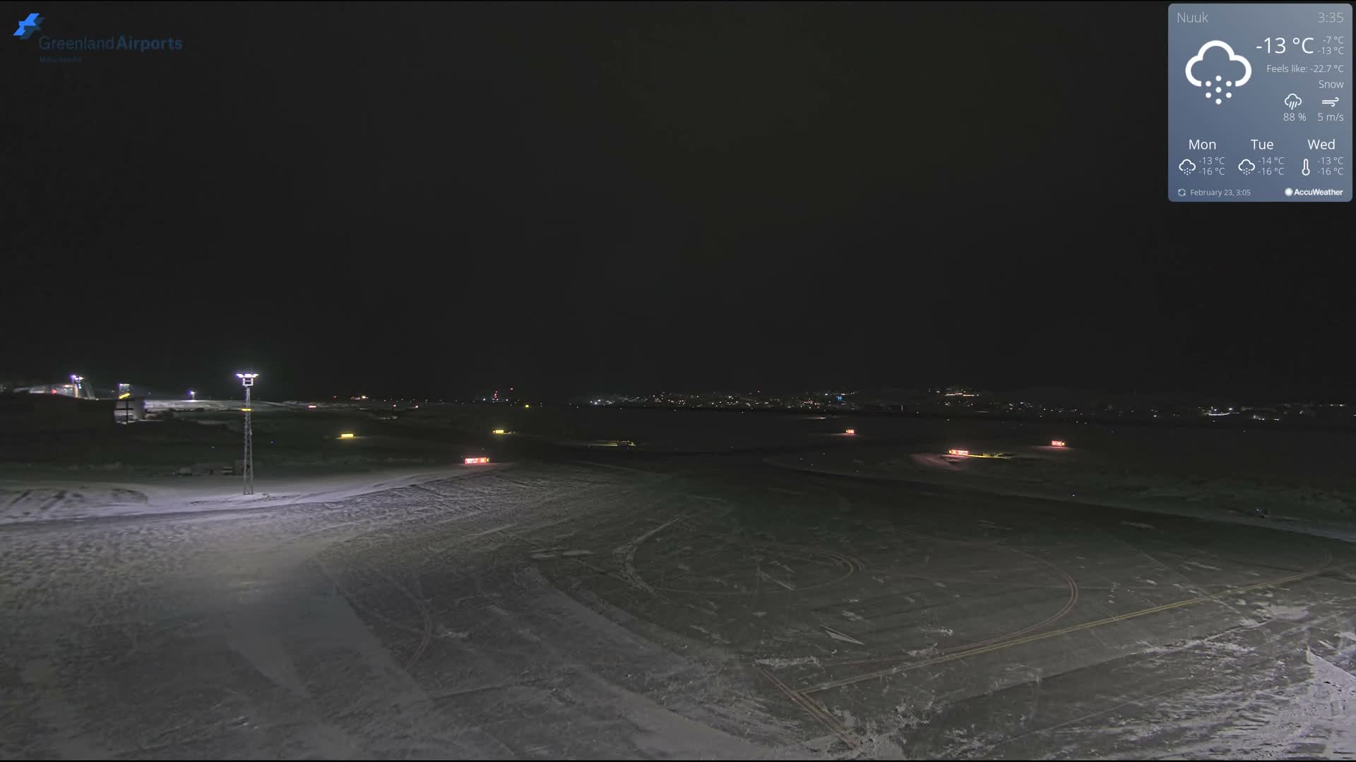 Nuuk City  &  Nuuk Airport South Towards View Live Cam GOH / BGGH - Nuuk, Sermersooq, Greenland, Denmark