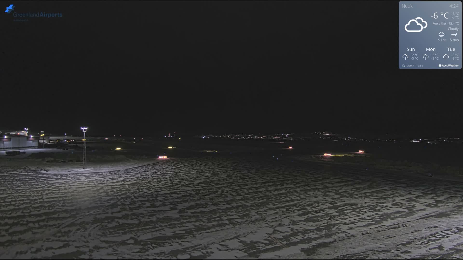 Nuuk City  &  Nuuk Airport South Towards View Live Cam GOH / BGGH - Nuuk, Sermersooq, Greenland, Denmark