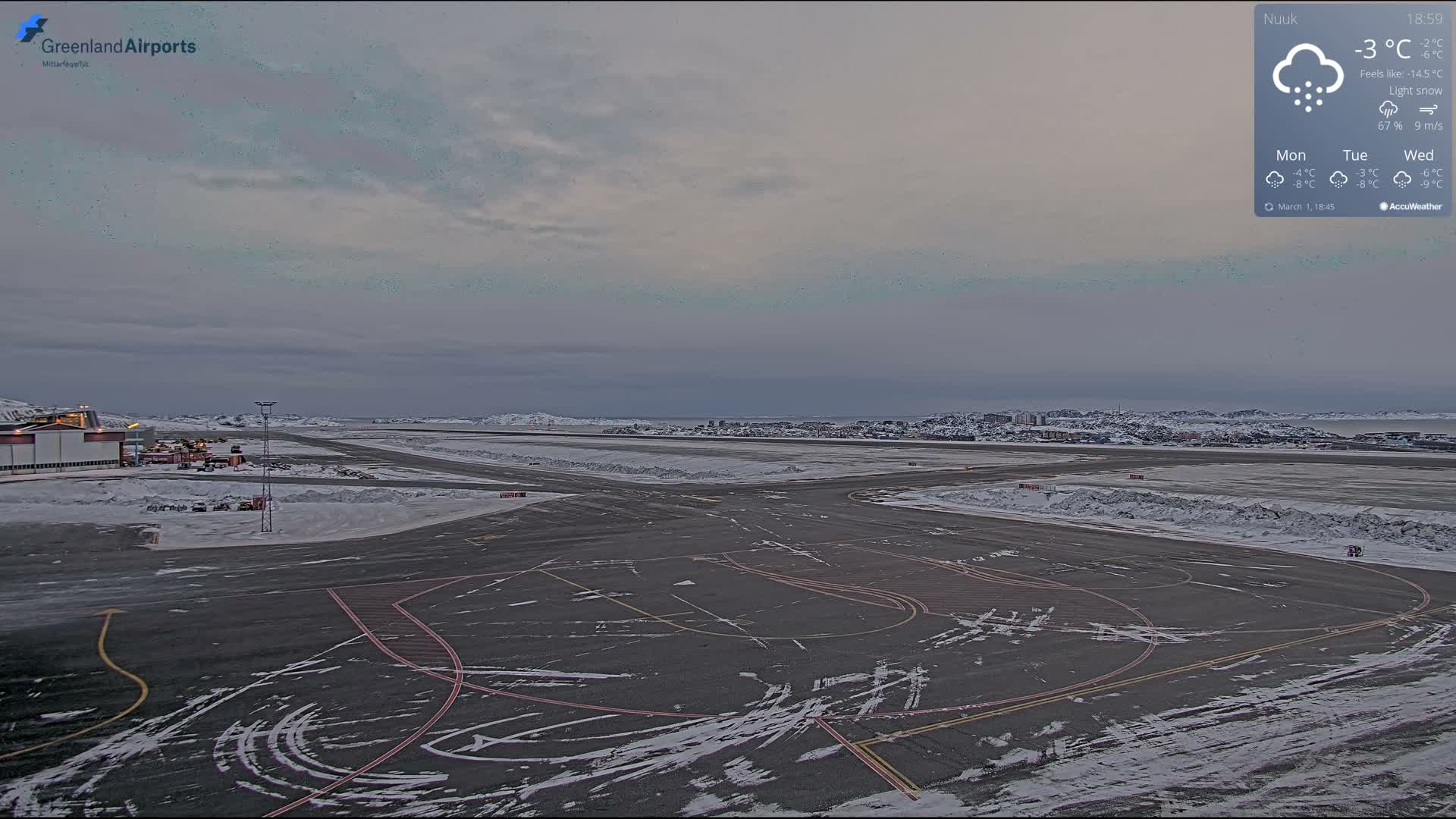 Nuuk City  &  Nuuk Airport South Towards View Live Cam GOH / BGGH - Nuuk, Sermersooq, Greenland, Denmark