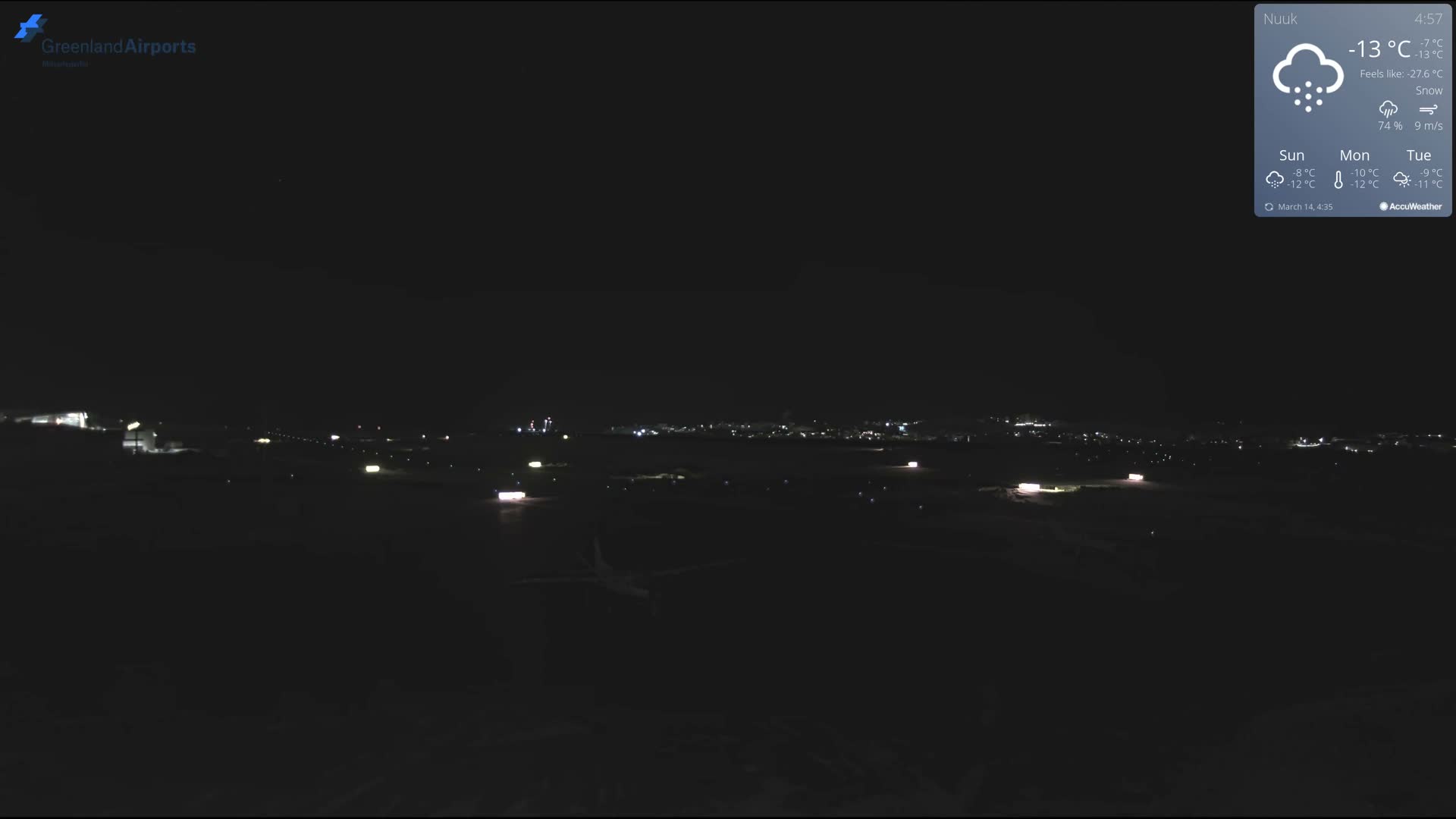 Nuuk City  &  Nuuk Airport South Towards View Live Cam GOH / BGGH - Nuuk, Sermersooq, Greenland, Denmark