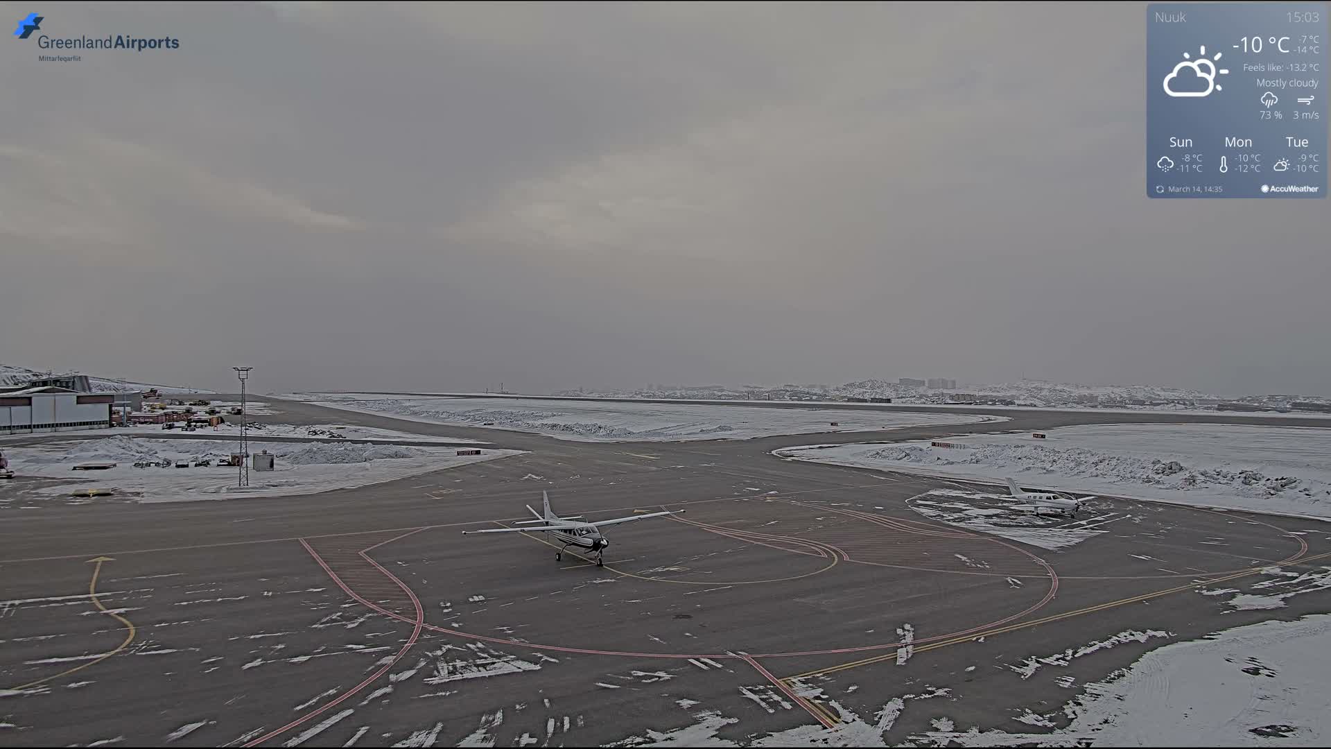 Nuuk City  &  Nuuk Airport South Towards View Live Cam GOH / BGGH - Nuuk, Sermersooq, Greenland, Denmark