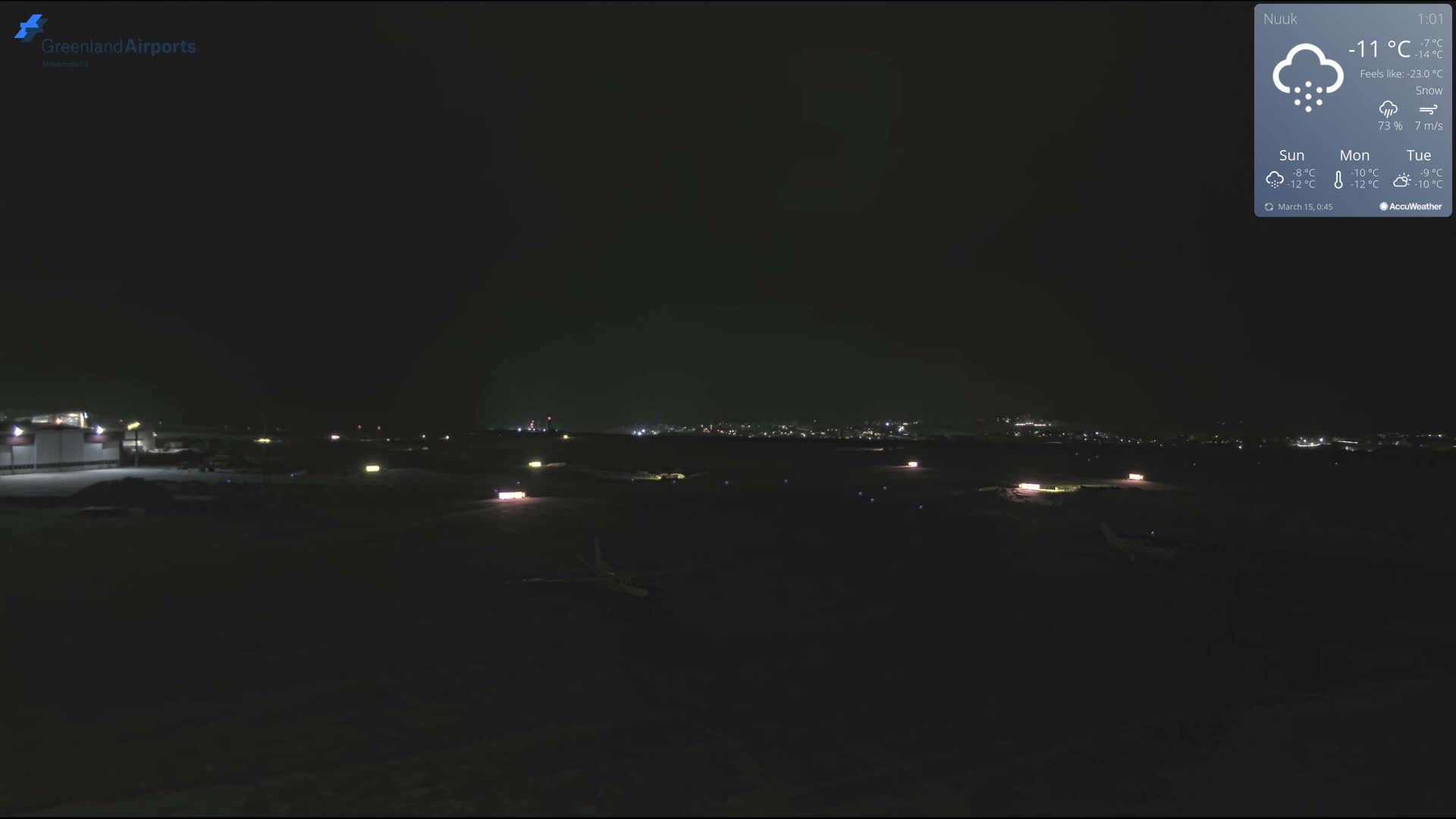 Nuuk City  &  Nuuk Airport South Towards View Live Cam GOH / BGGH - Nuuk, Sermersooq, Greenland, Denmark