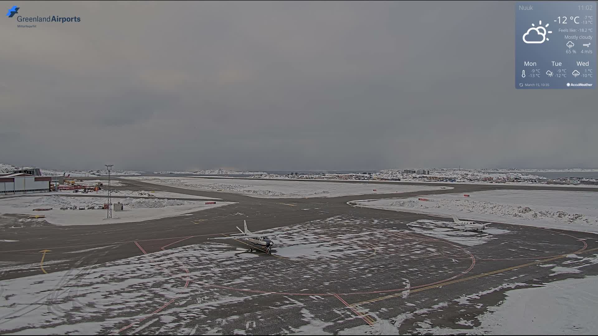 Nuuk City  &  Nuuk Airport South Towards View Live Cam GOH / BGGH - Nuuk, Sermersooq, Greenland, Denmark