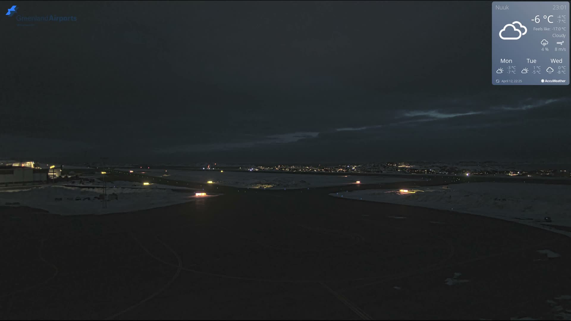 Nuuk City  &  Nuuk Airport South Towards View Live Cam GOH / BGGH - Nuuk, Sermersooq, Greenland, Denmark