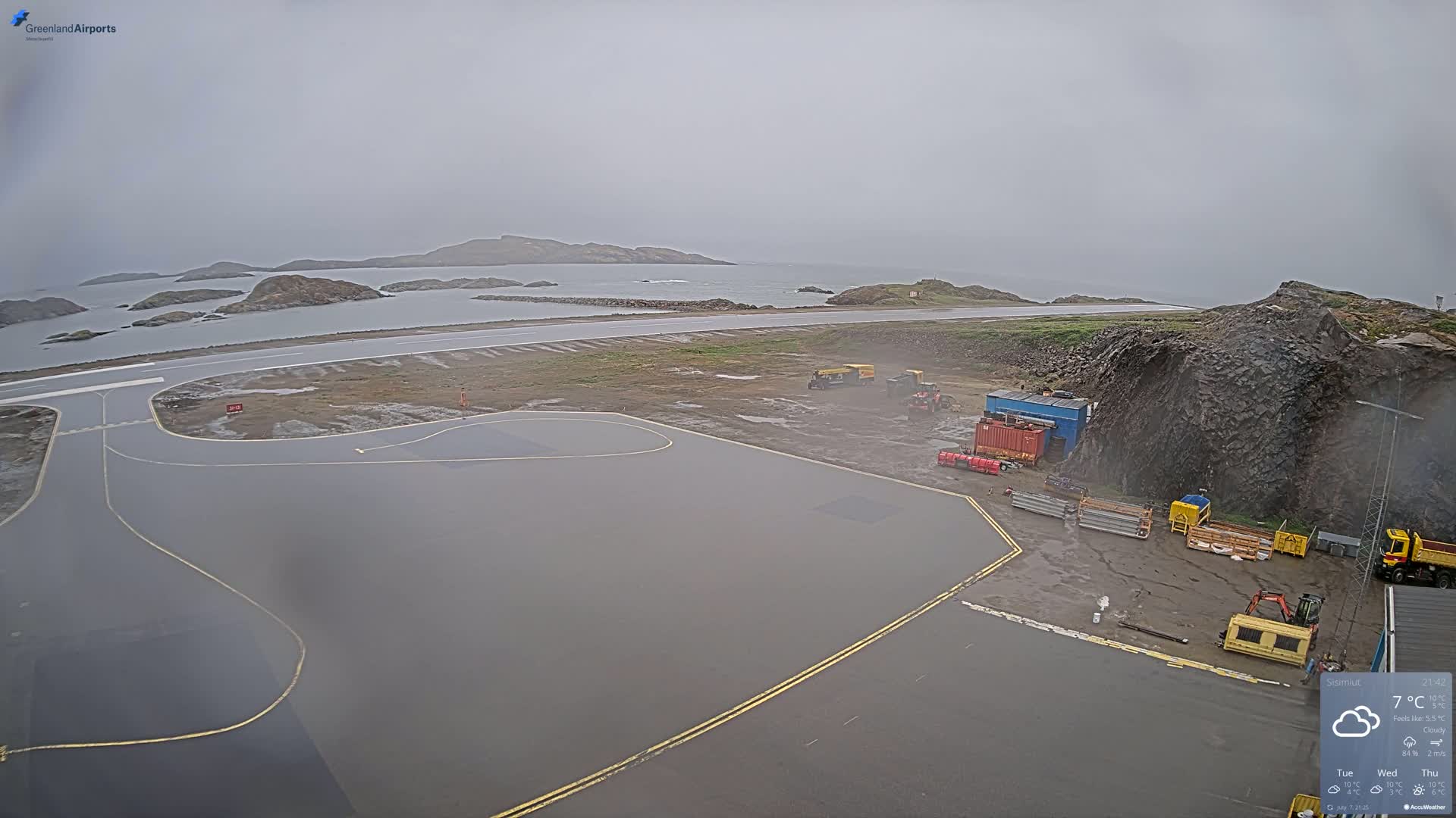 Sisimiut Airport Southwest Towards View Live Cam JHS / BGSS - Sisimiut, Qeqqata, Greenland, Denmark