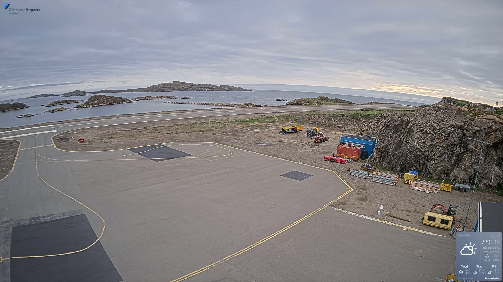 Sisimiut Airport Southwest Towards View Live Cam JHS / BGSS - Sisimiut, Qeqqata, Greenland, Denmark