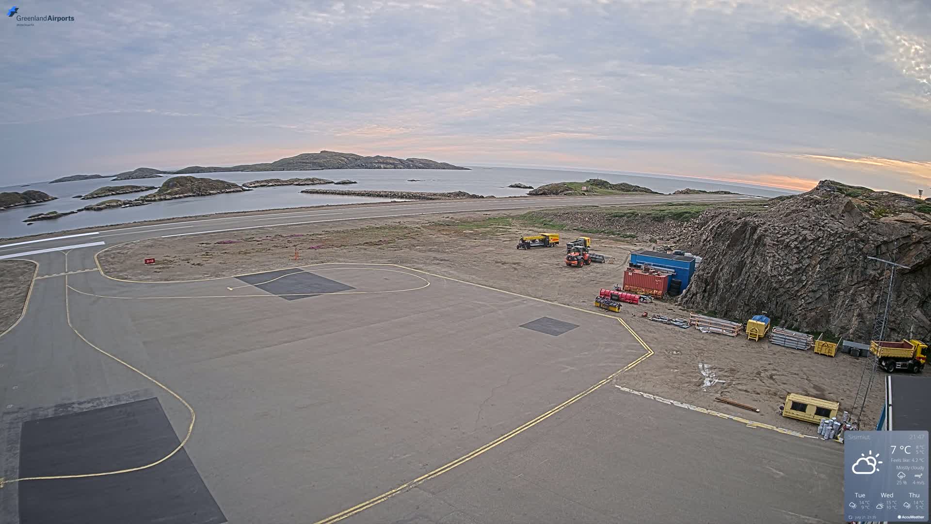 Sisimiut Airport Southwest Towards View Live Cam JHS / BGSS - Sisimiut, Qeqqata, Greenland, Denmark