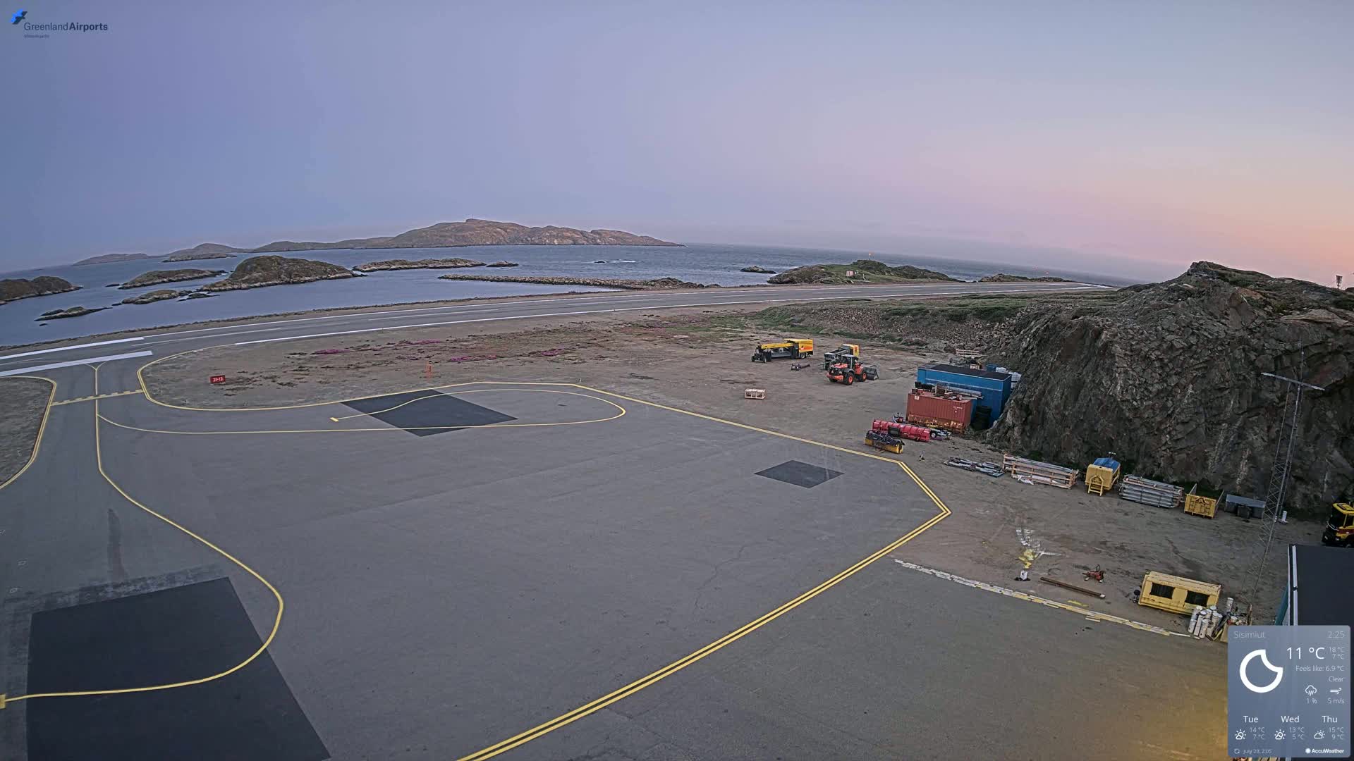 Sisimiut Airport Southwest Towards View Live Cam JHS / BGSS - Sisimiut, Qeqqata, Greenland, Denmark