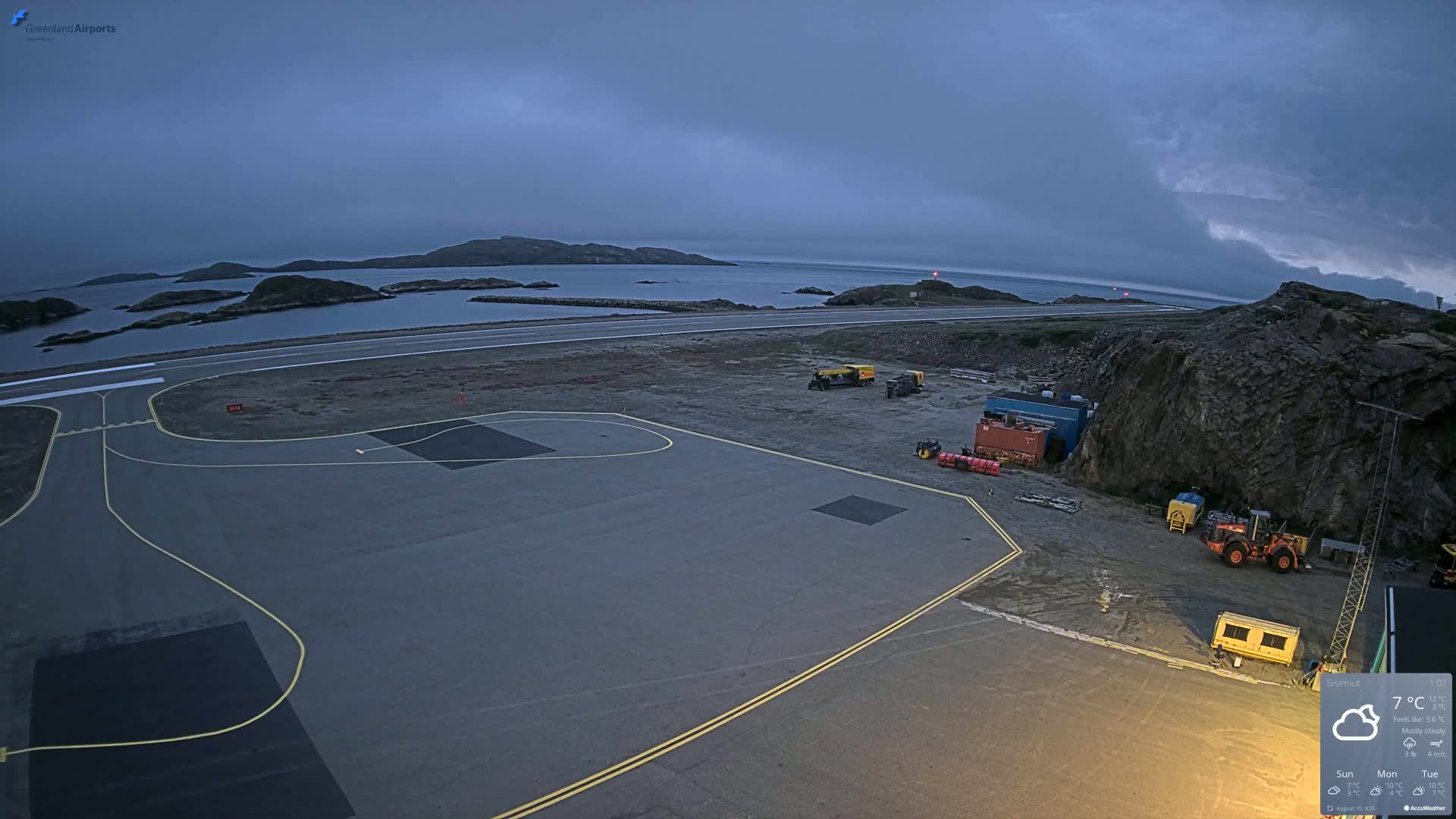 Sisimiut Airport Southwest Towards View Live Cam JHS / BGSS - Sisimiut, Qeqqata, Greenland, Denmark