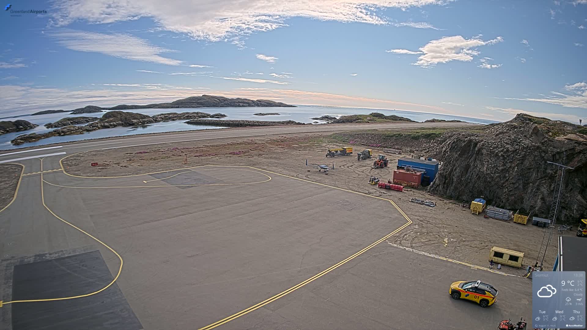 Sisimiut Airport Southwest Towards View Live Cam JHS / BGSS - Sisimiut, Qeqqata, Greenland, Denmark