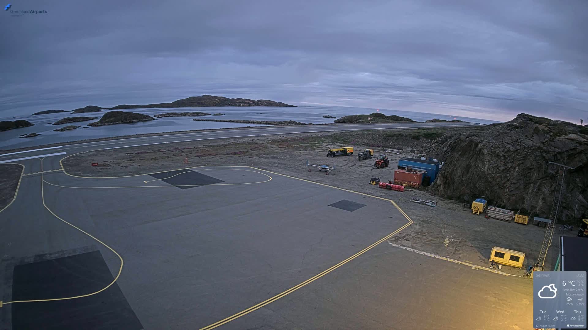 Sisimiut Airport Southwest Towards View Live Cam JHS / BGSS - Sisimiut, Qeqqata, Greenland, Denmark