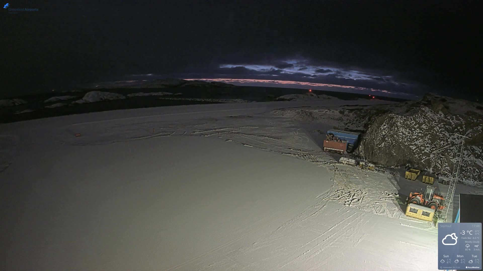 Sisimiut Airport Southwest Towards View Live Cam JHS / BGSS - Sisimiut, Qeqqata, Greenland, Denmark