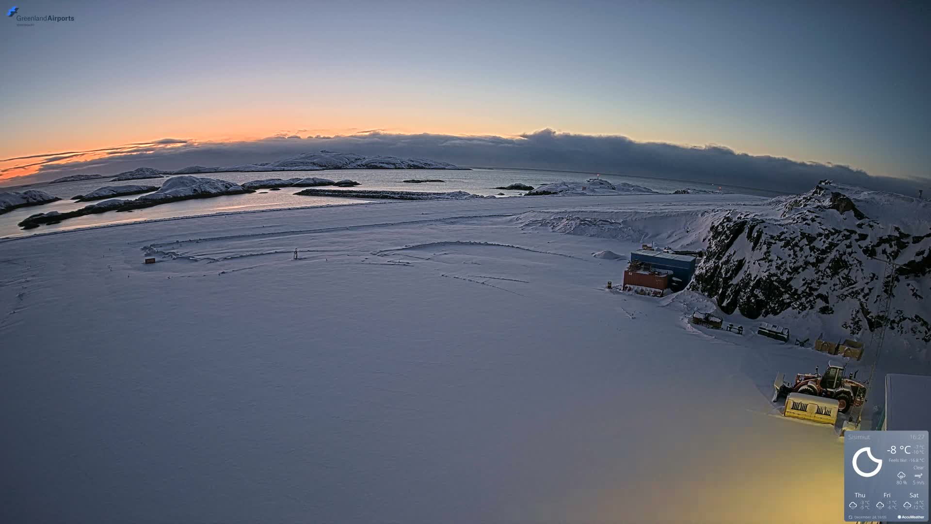 Sisimiut Airport Southwest Towards View Live Cam JHS / BGSS - Sisimiut, Qeqqata, Greenland, Denmark
