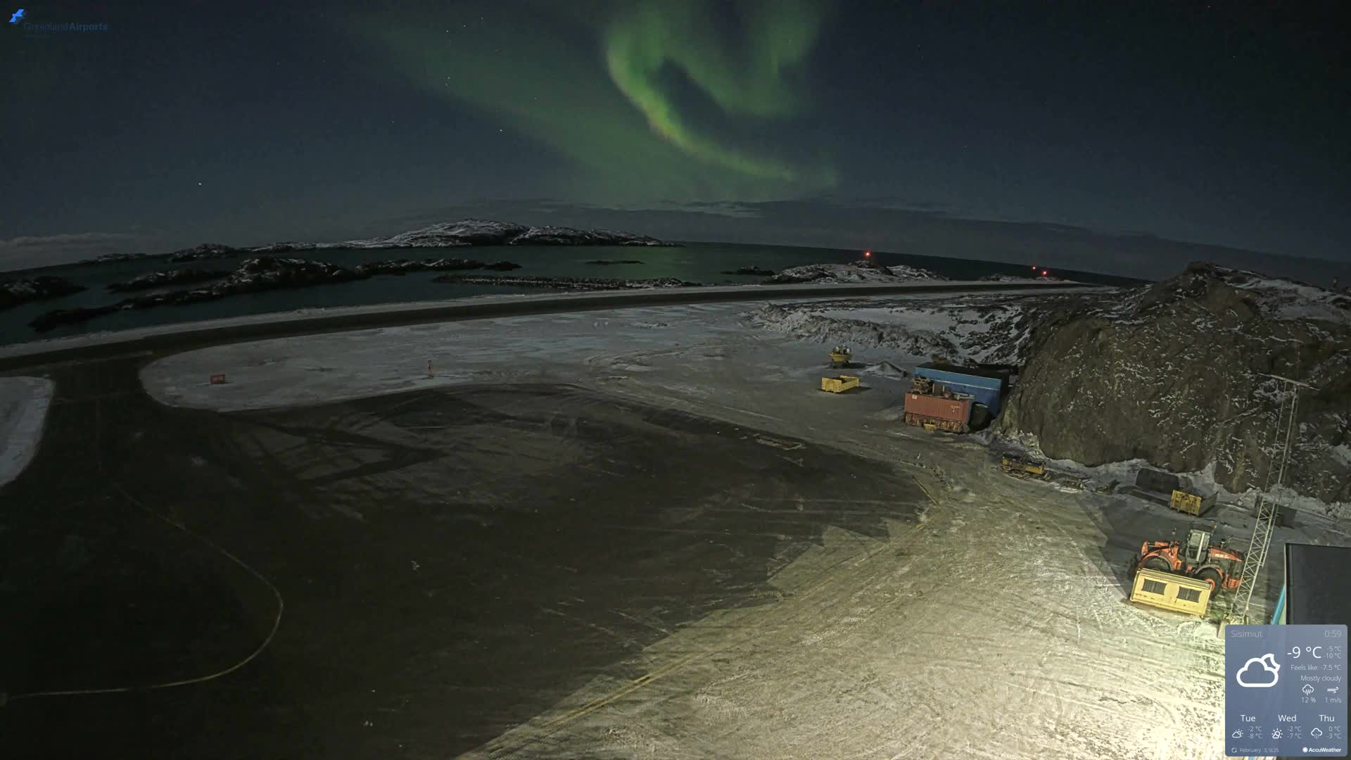 Sisimiut Airport Southwest Towards View Live Cam JHS / BGSS - Sisimiut, Qeqqata, Greenland, Denmark