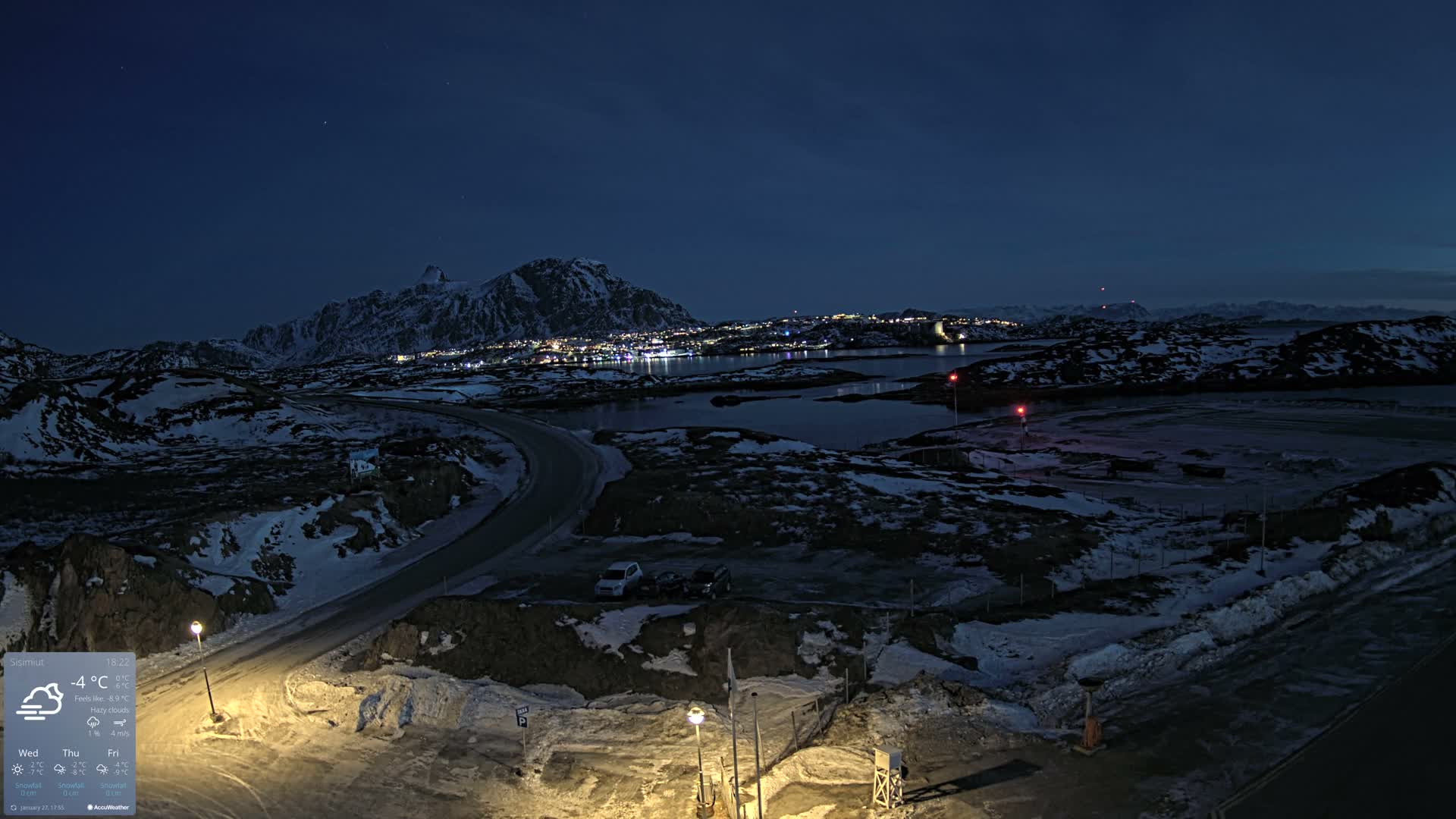 Sisimiut City & Sisimiut Airport Southeast Towards View Live Cam JHS / BGSS - Sisimiut, Qeqqata, Greenland, Denmark