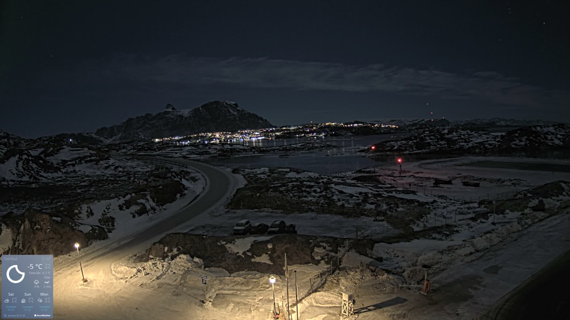 Sisimiut City & Sisimiut Airport Southeast Towards View Live Cam JHS / BGSS - Sisimiut, Qeqqata, Greenland, Denmark