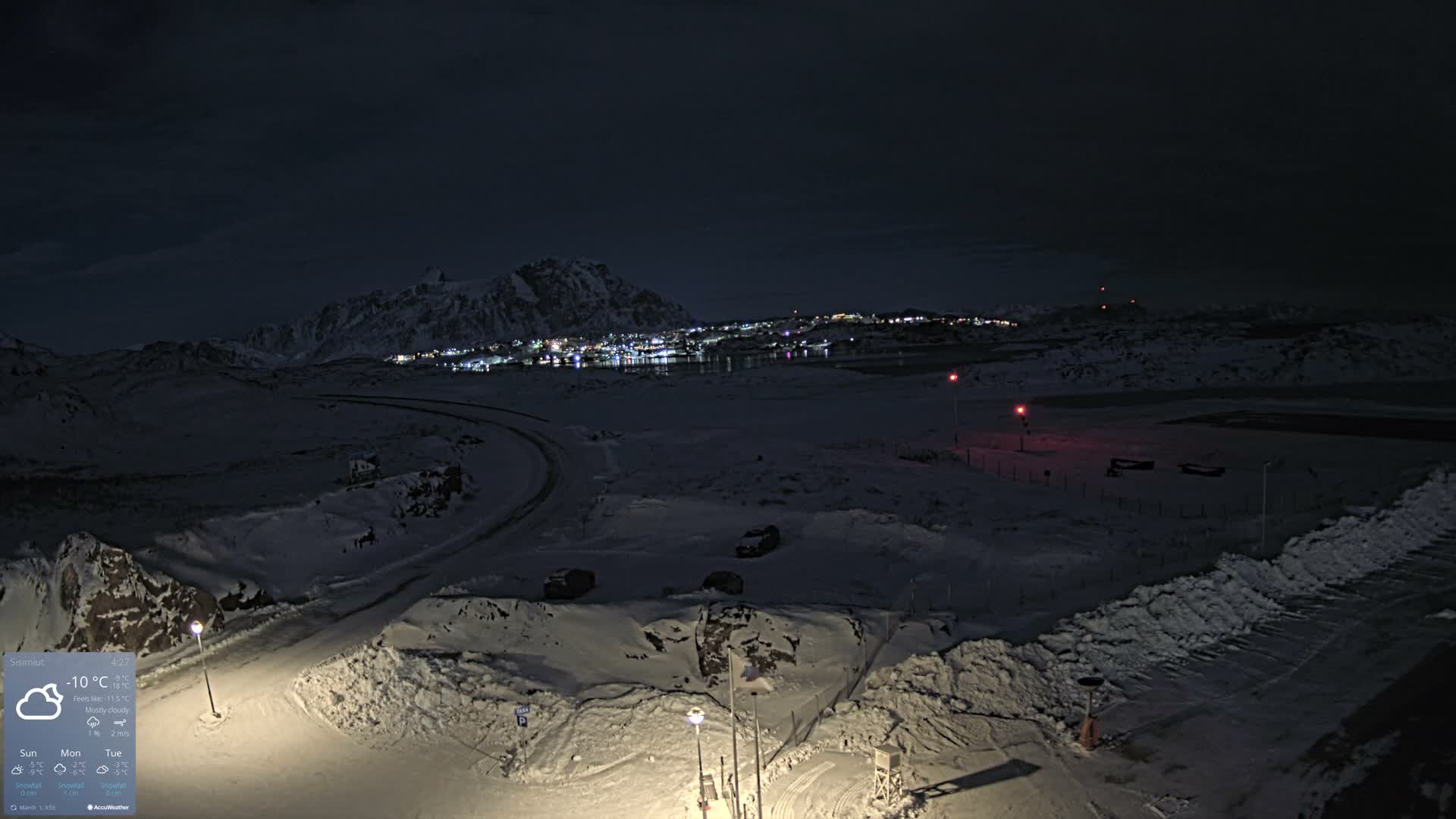 Sisimiut City & Sisimiut Airport Southeast Towards View Live Cam JHS / BGSS - Sisimiut, Qeqqata, Greenland, Denmark