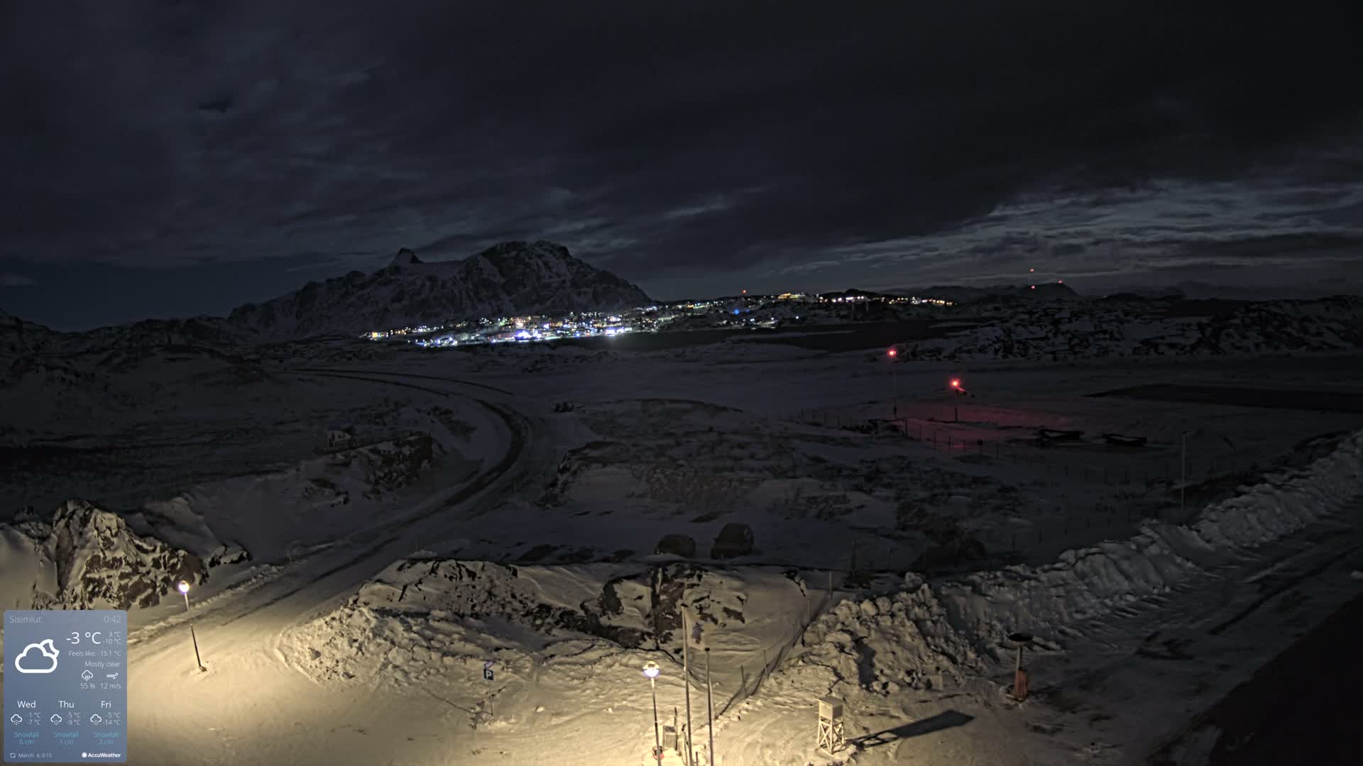 Sisimiut City & Sisimiut Airport Southeast Towards View Live Cam JHS / BGSS - Sisimiut, Qeqqata, Greenland, Denmark