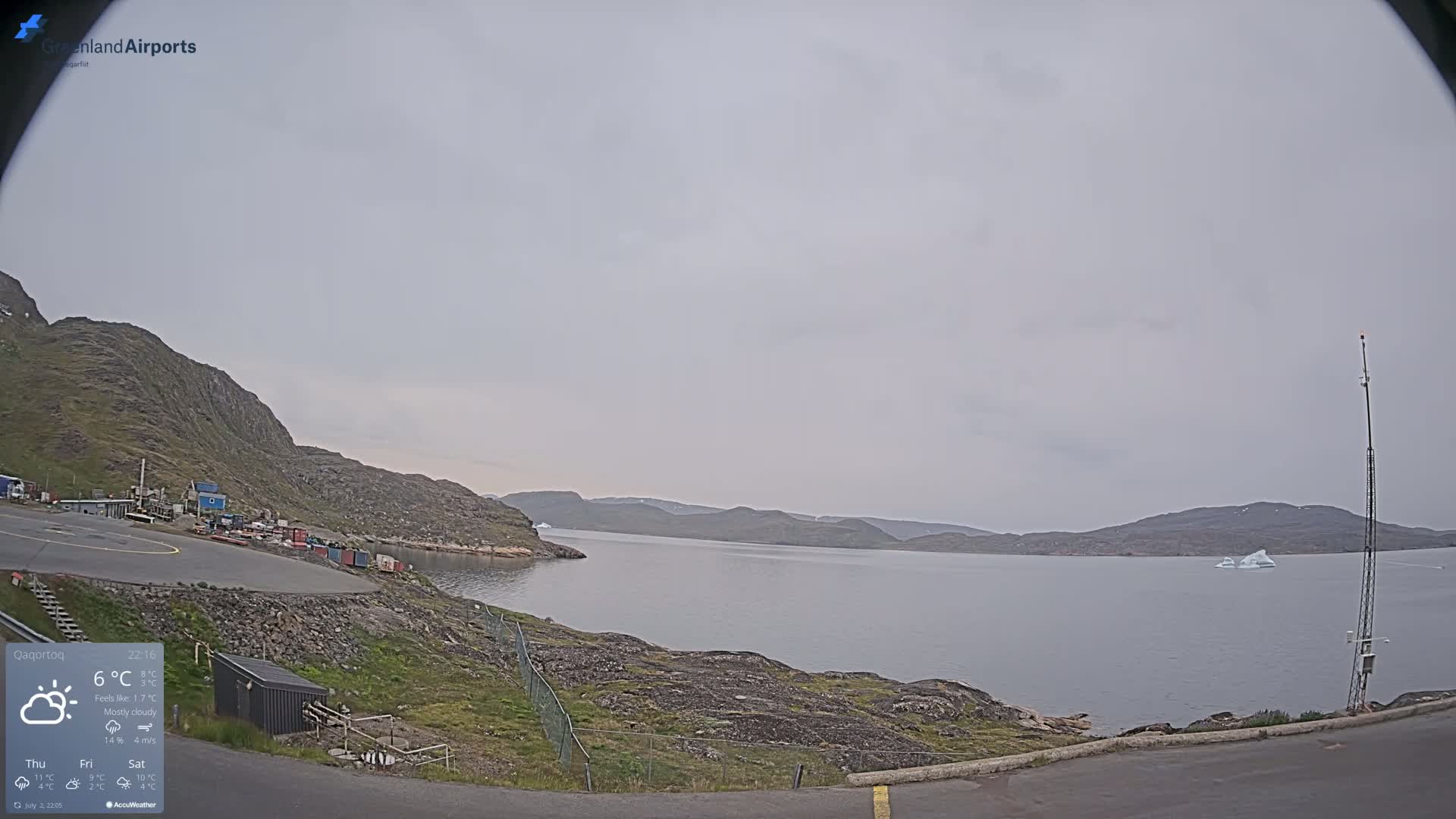 Qaqortoq Village & Mittarfik Qaqortoq Heliport Live Cam JJU / BGJH- Qaqortoq, Kujalleq, Greenland, Denmark