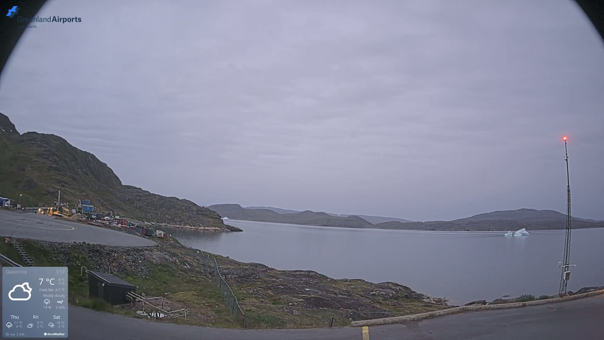 Qaqortoq Village & Mittarfik Qaqortoq Heliport Live Cam JJU / BGJH- Qaqortoq, Kujalleq, Greenland, Denmark