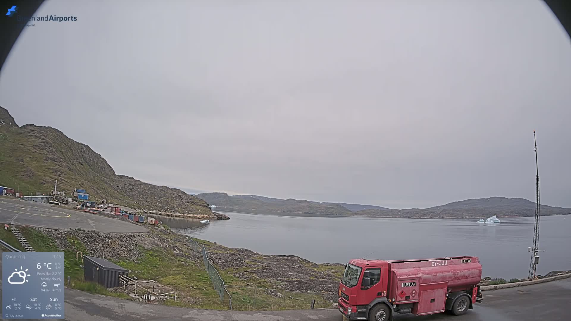 Qaqortoq Village & Mittarfik Qaqortoq Heliport Live Cam JJU / BGJH- Qaqortoq, Kujalleq, Greenland, Denmark