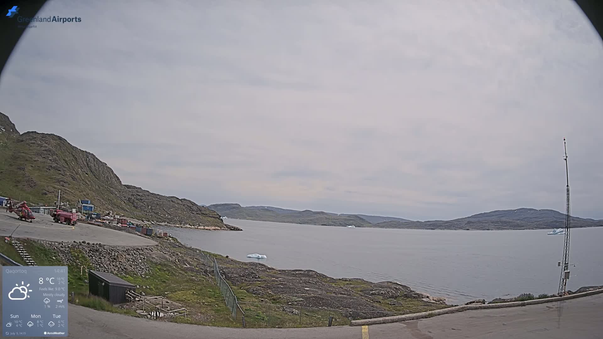 Qaqortoq Village & Mittarfik Qaqortoq Heliport Live Cam JJU / BGJH- Qaqortoq, Kujalleq, Greenland, Denmark