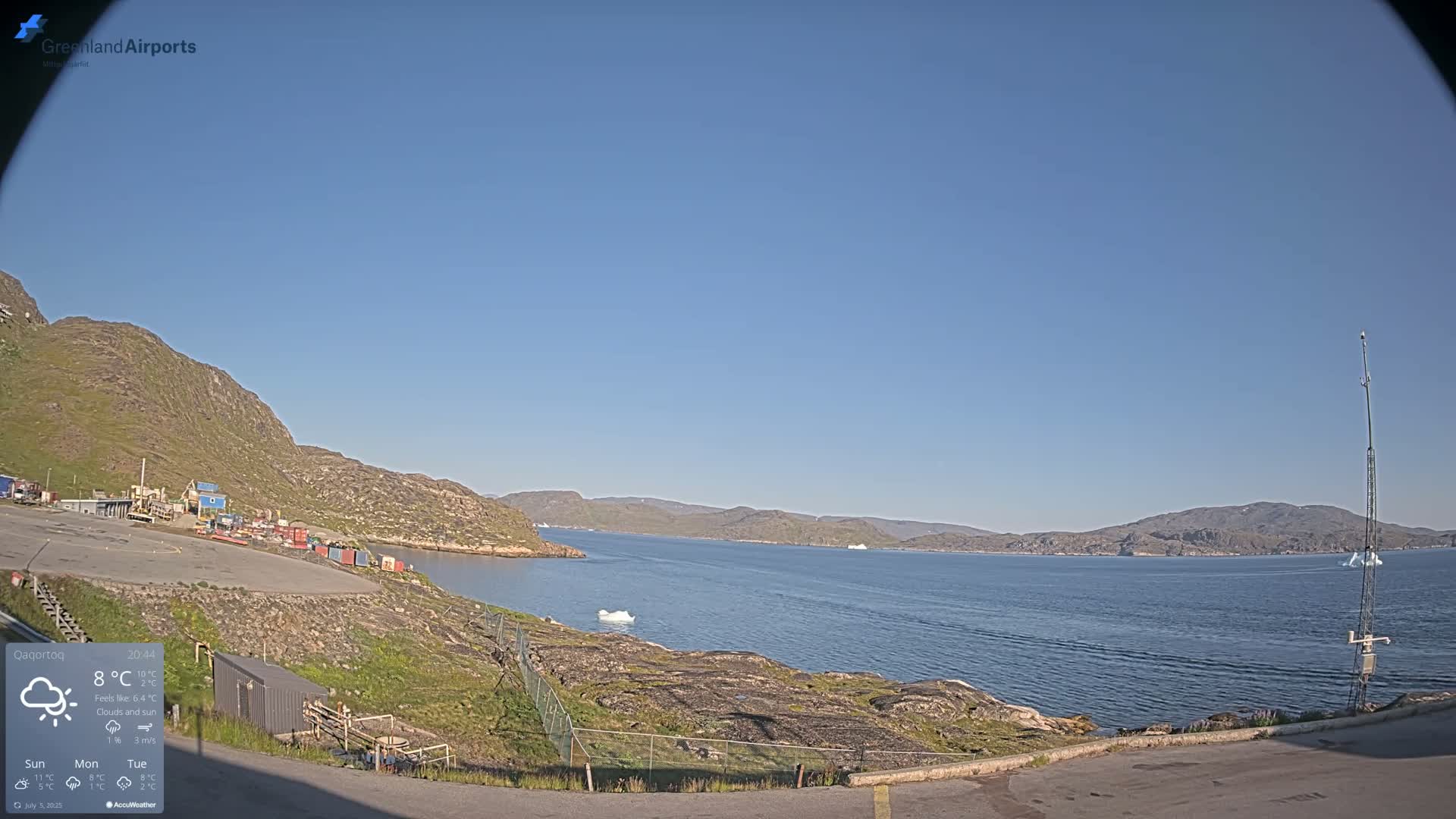 Qaqortoq Village & Mittarfik Qaqortoq Heliport Live Cam JJU / BGJH- Qaqortoq, Kujalleq, Greenland, Denmark