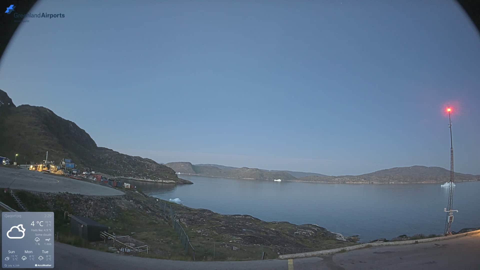 Qaqortoq Village & Mittarfik Qaqortoq Heliport Live Cam JJU / BGJH- Qaqortoq, Kujalleq, Greenland, Denmark