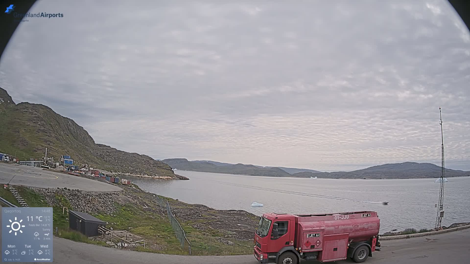 Qaqortoq Village & Mittarfik Qaqortoq Heliport Live Cam JJU / BGJH- Qaqortoq, Kujalleq, Greenland, Denmark