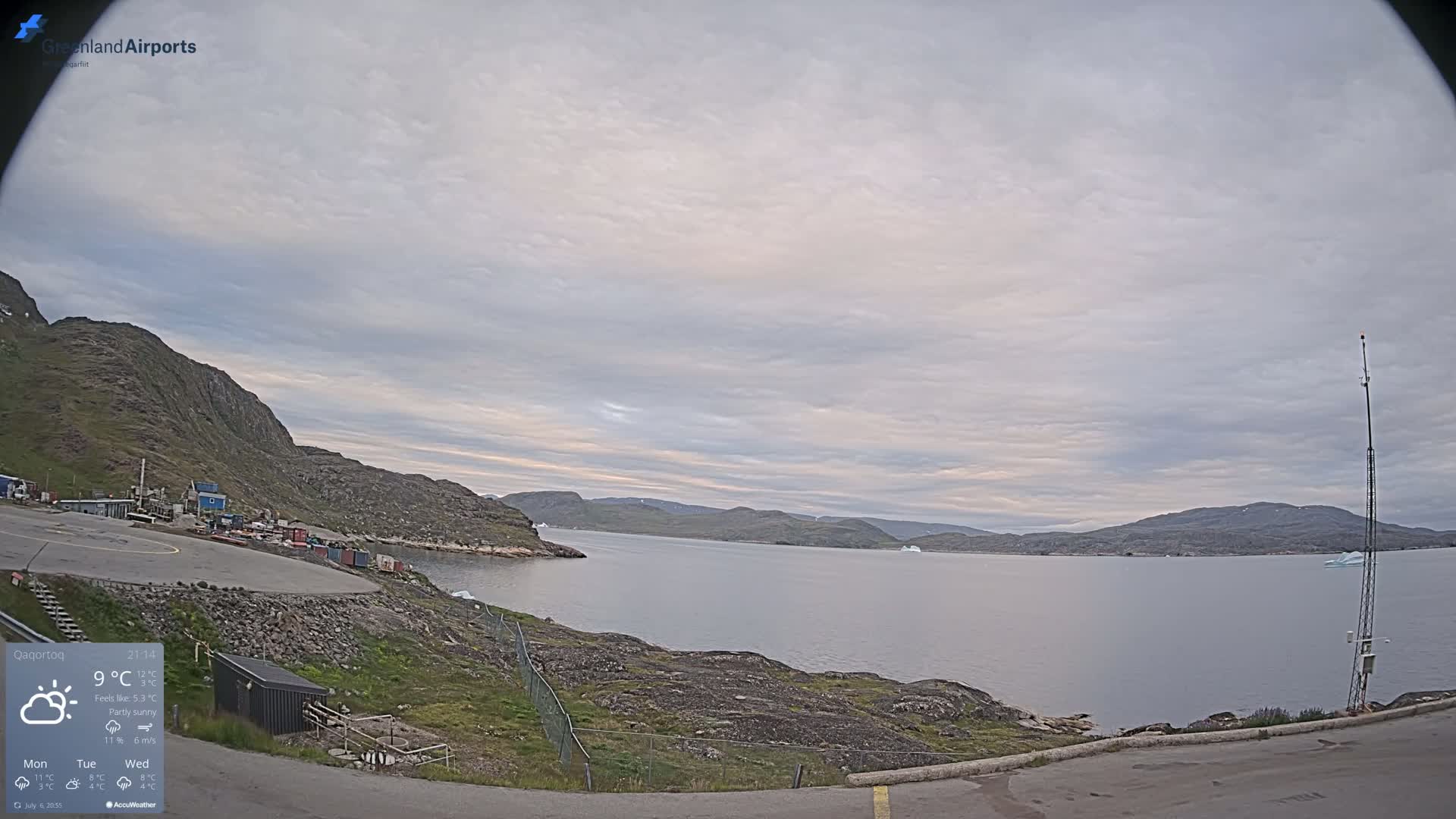 Qaqortoq Village & Mittarfik Qaqortoq Heliport Live Cam JJU / BGJH- Qaqortoq, Kujalleq, Greenland, Denmark