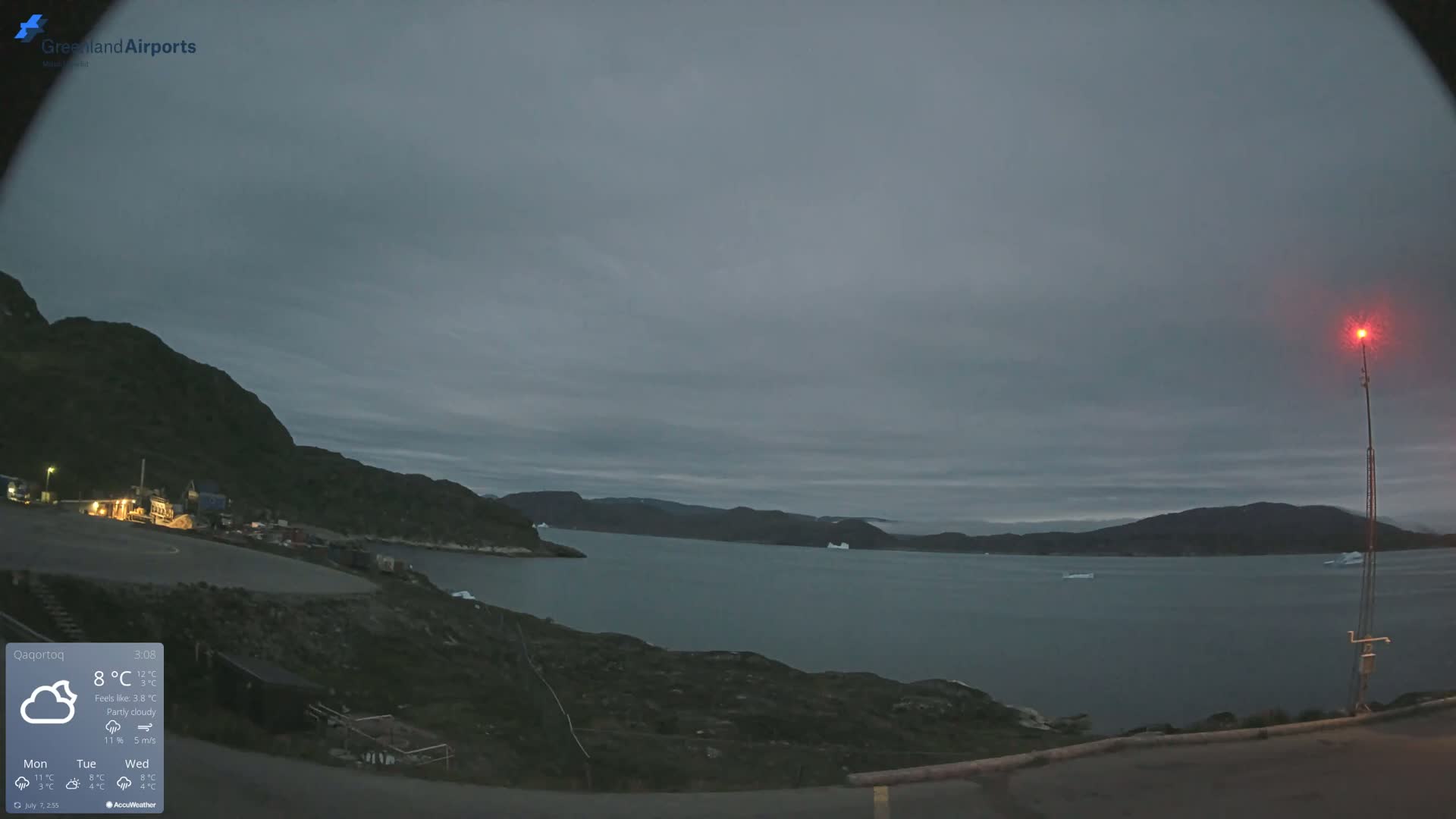 Qaqortoq Village & Mittarfik Qaqortoq Heliport Live Cam JJU / BGJH- Qaqortoq, Kujalleq, Greenland, Denmark
