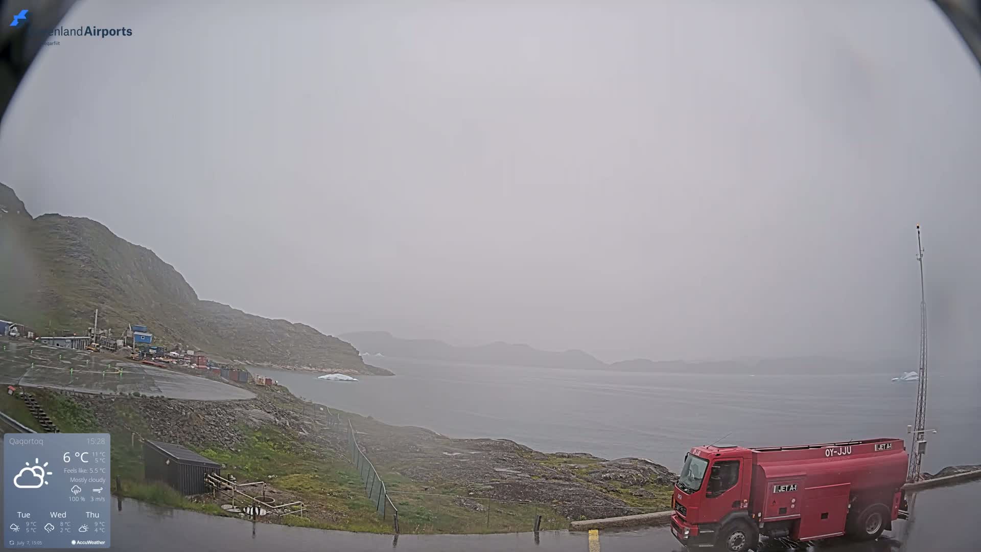 Qaqortoq Village & Mittarfik Qaqortoq Heliport Live Cam JJU / BGJH- Qaqortoq, Kujalleq, Greenland, Denmark