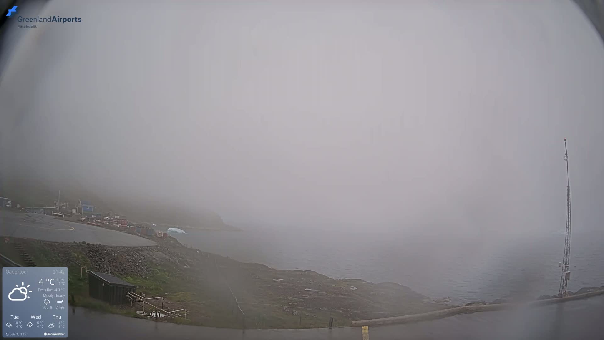 Qaqortoq Village & Mittarfik Qaqortoq Heliport Live Cam JJU / BGJH- Qaqortoq, Kujalleq, Greenland, Denmark