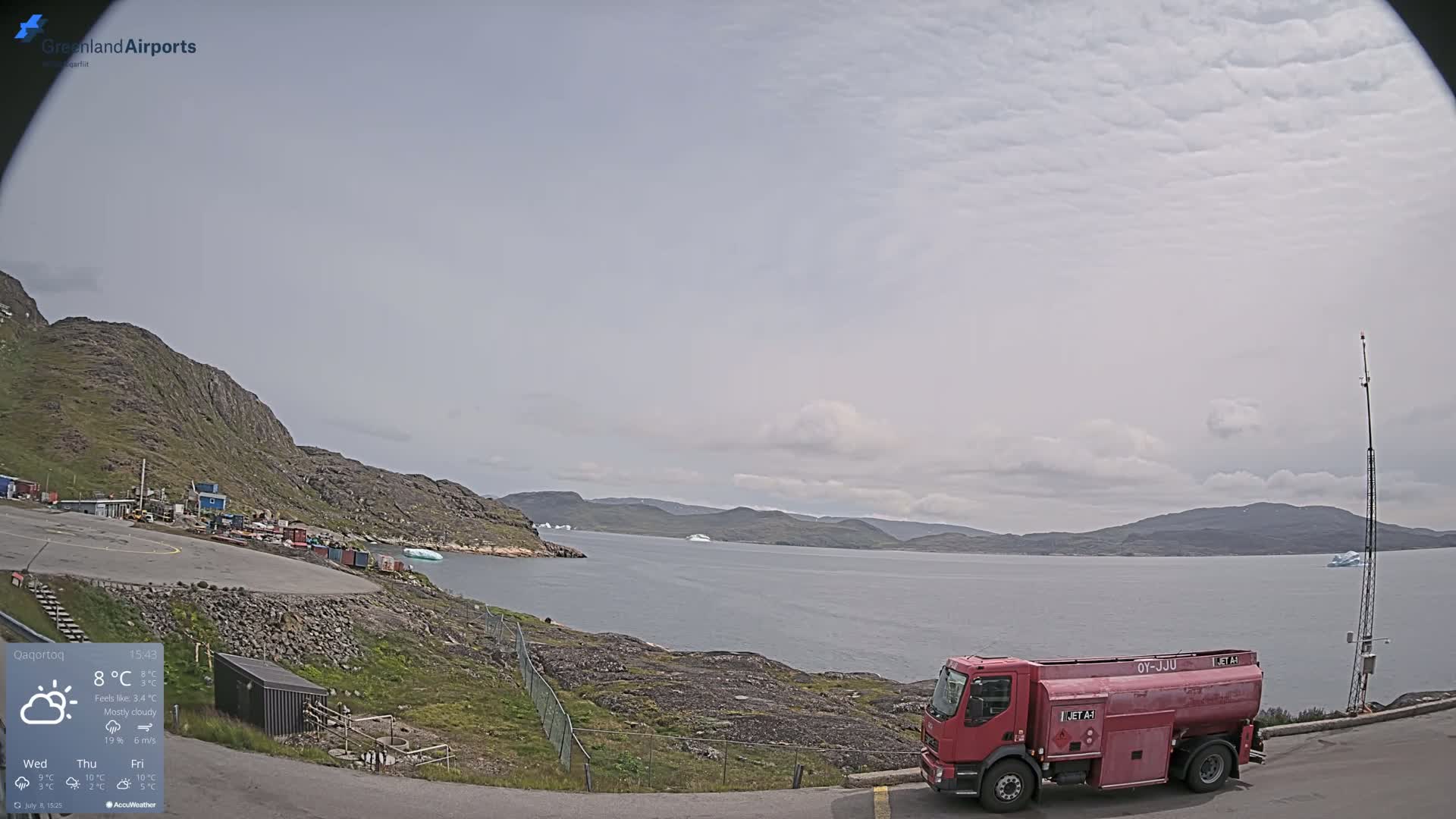 Qaqortoq Village & Mittarfik Qaqortoq Heliport Live Cam JJU / BGJH- Qaqortoq, Kujalleq, Greenland, Denmark