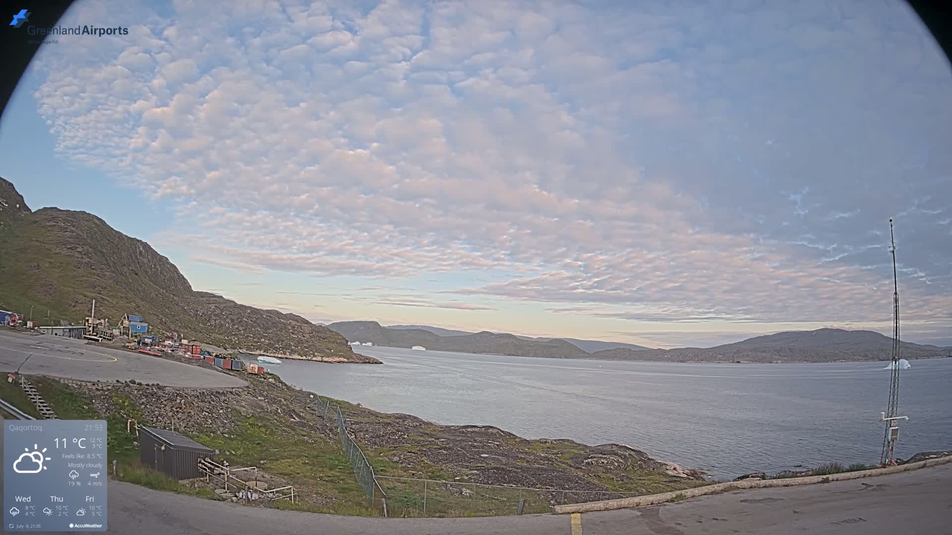 Qaqortoq Village & Mittarfik Qaqortoq Heliport Live Cam JJU / BGJH- Qaqortoq, Kujalleq, Greenland, Denmark