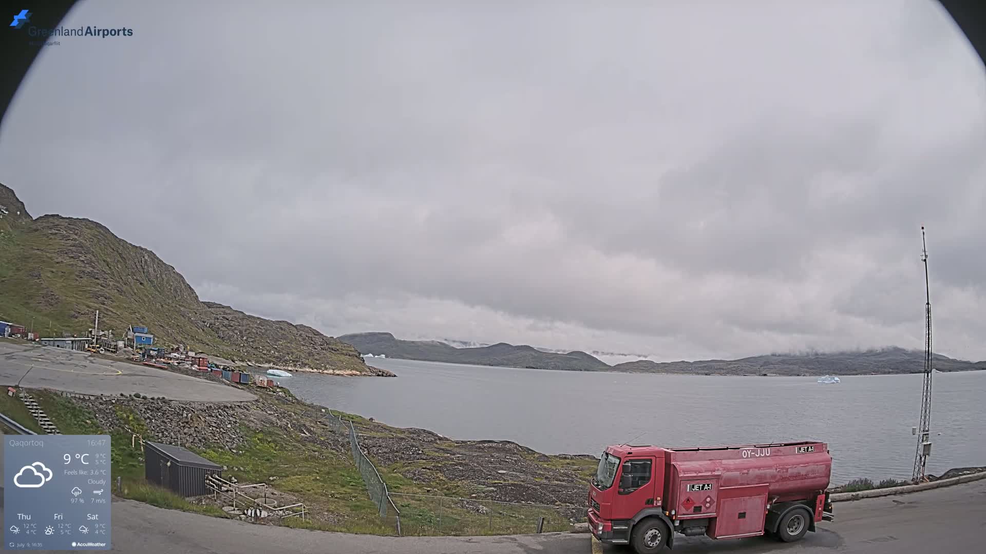Qaqortoq Village & Mittarfik Qaqortoq Heliport Live Cam JJU / BGJH- Qaqortoq, Kujalleq, Greenland, Denmark