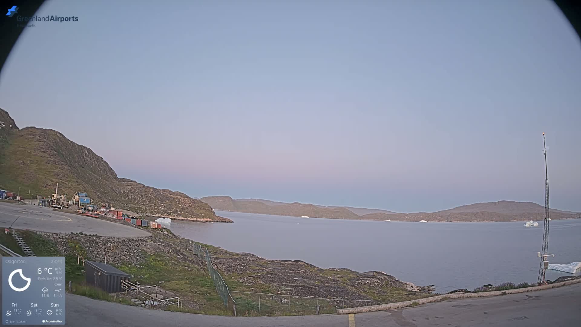 Qaqortoq Village & Mittarfik Qaqortoq Heliport Live Cam JJU / BGJH- Qaqortoq, Kujalleq, Greenland, Denmark