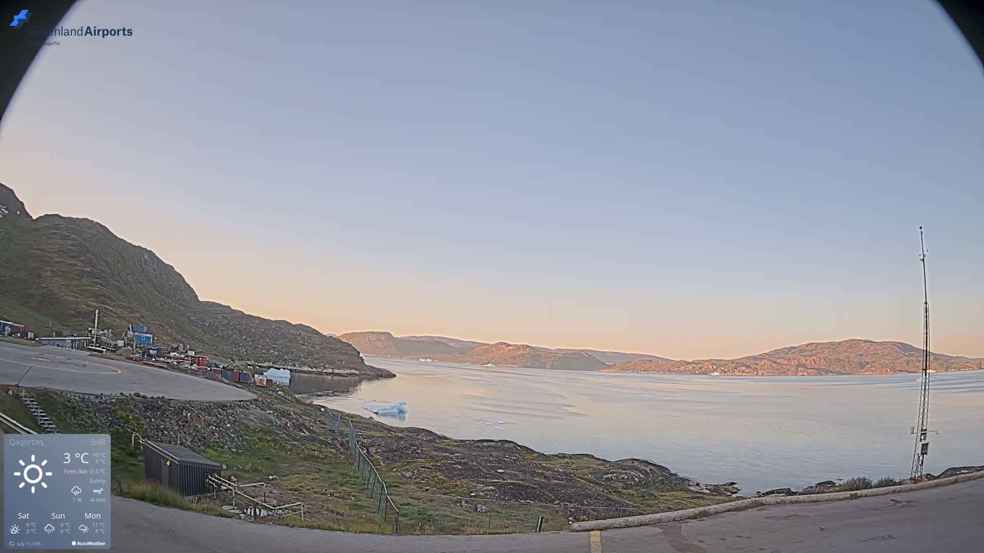 Qaqortoq Village & Mittarfik Qaqortoq Heliport Live Cam JJU / BGJH- Qaqortoq, Kujalleq, Greenland, Denmark