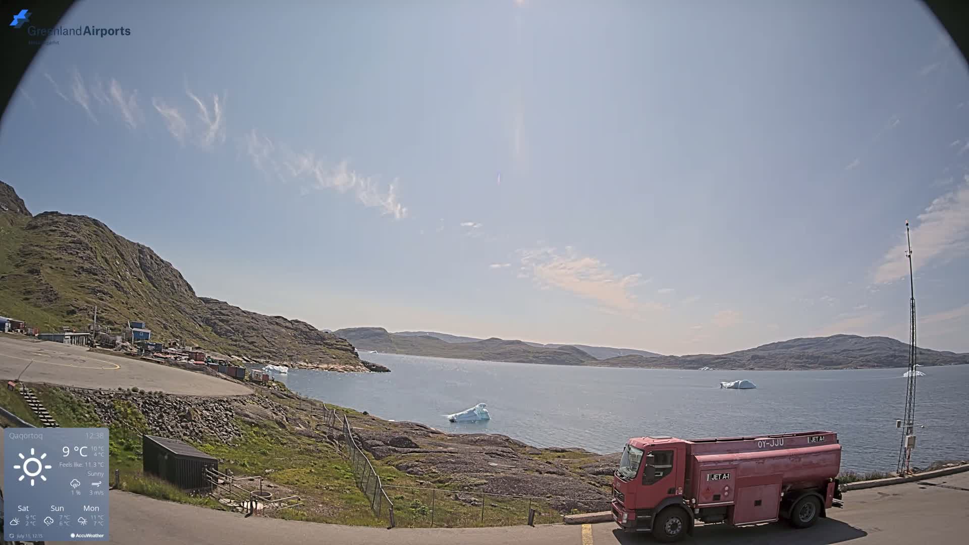 Qaqortoq Village & Mittarfik Qaqortoq Heliport Live Cam JJU / BGJH- Qaqortoq, Kujalleq, Greenland, Denmark